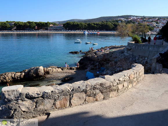 Rosi Beach at the old town centre of Primosten