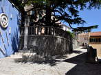 Labin - Town wall and tree along the old-town route 