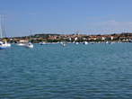 Harbour - Sailing boats in front of the Medulin panorama 