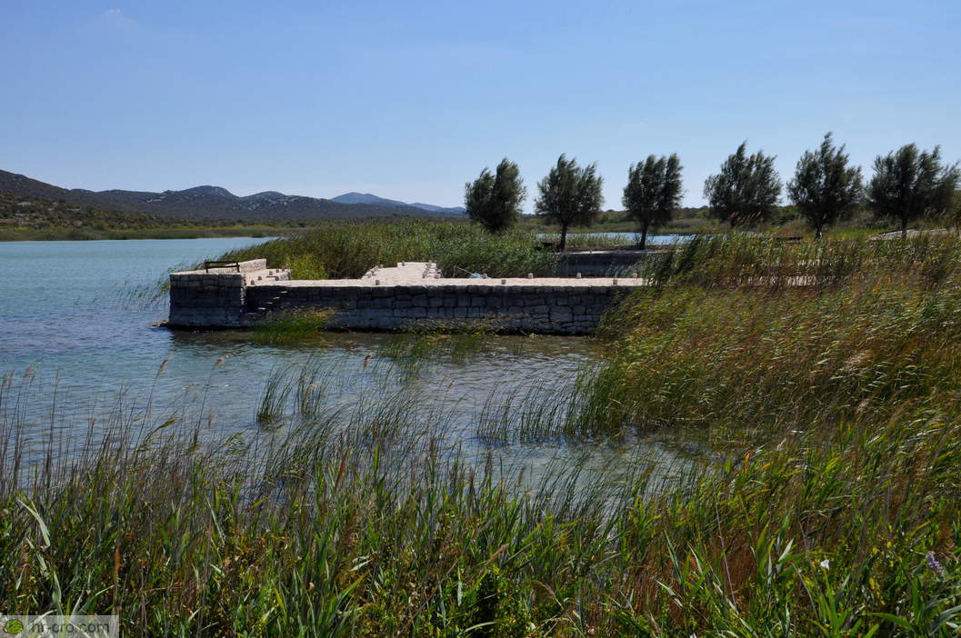 Stone jetty among the reeds