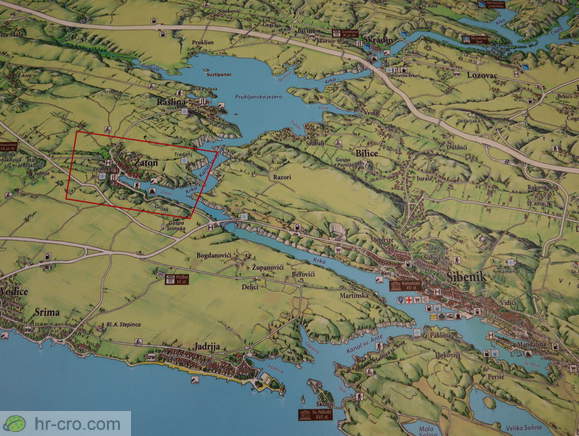 Map - Sibenik with neighbourhood