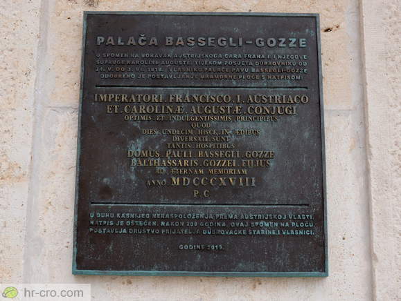 Memorial plate commemorating the stay of the Austrian Emperor Franz I.